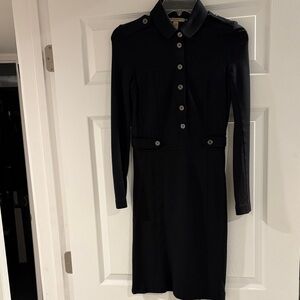 Burberry Black Long Sleeve Dress with Button Accents